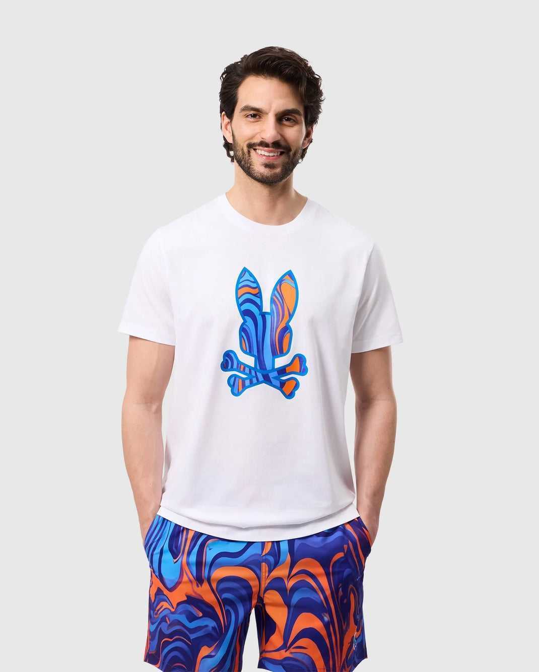 T Shirt Graphique Psycho Bunny Nevada Graphic Tee Blanche Homme | XYF-09624654